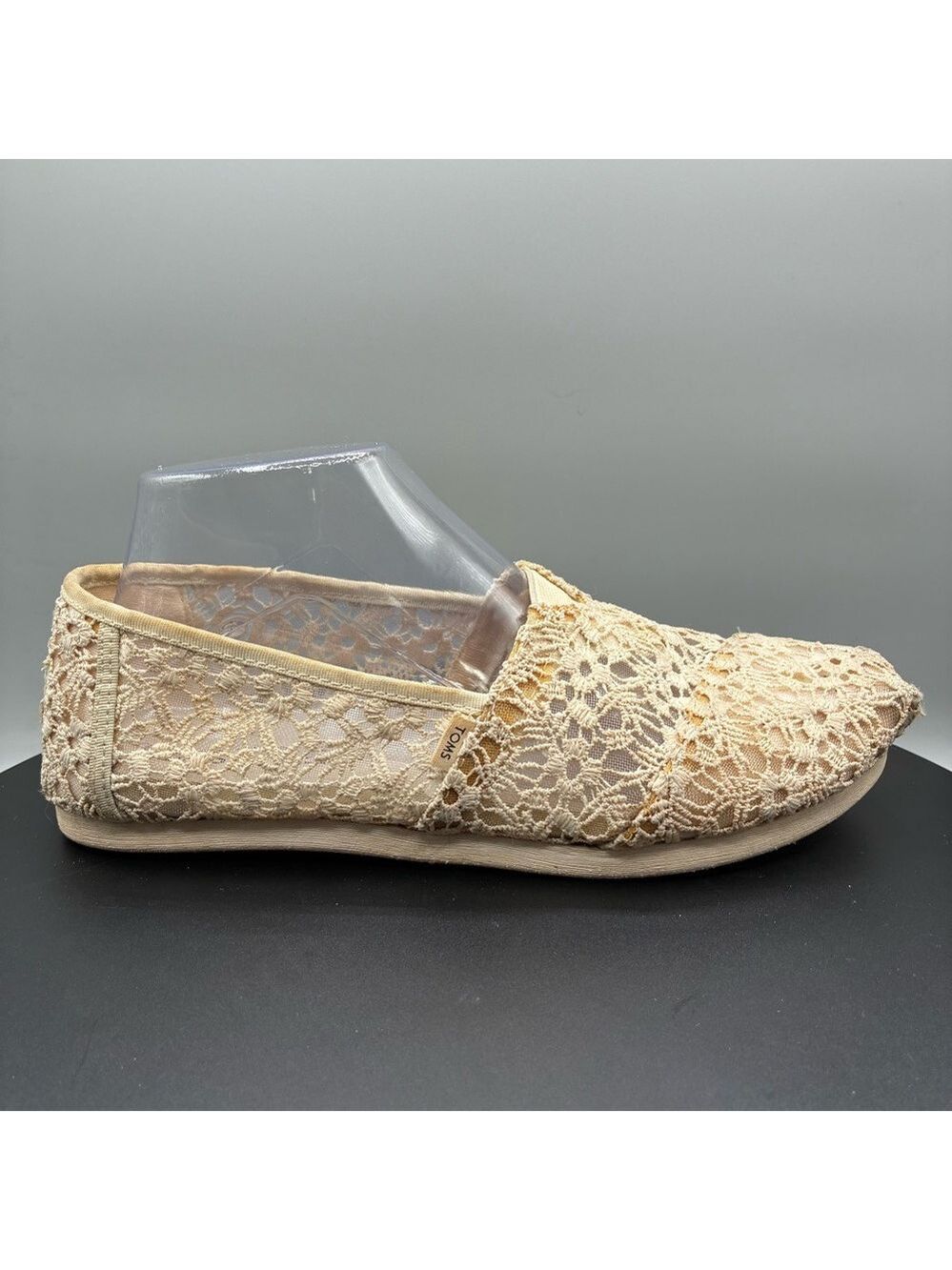 Toms Alpargata Natural Moroccan Crochet Flats Women’s 8 Beige Lace Slip On